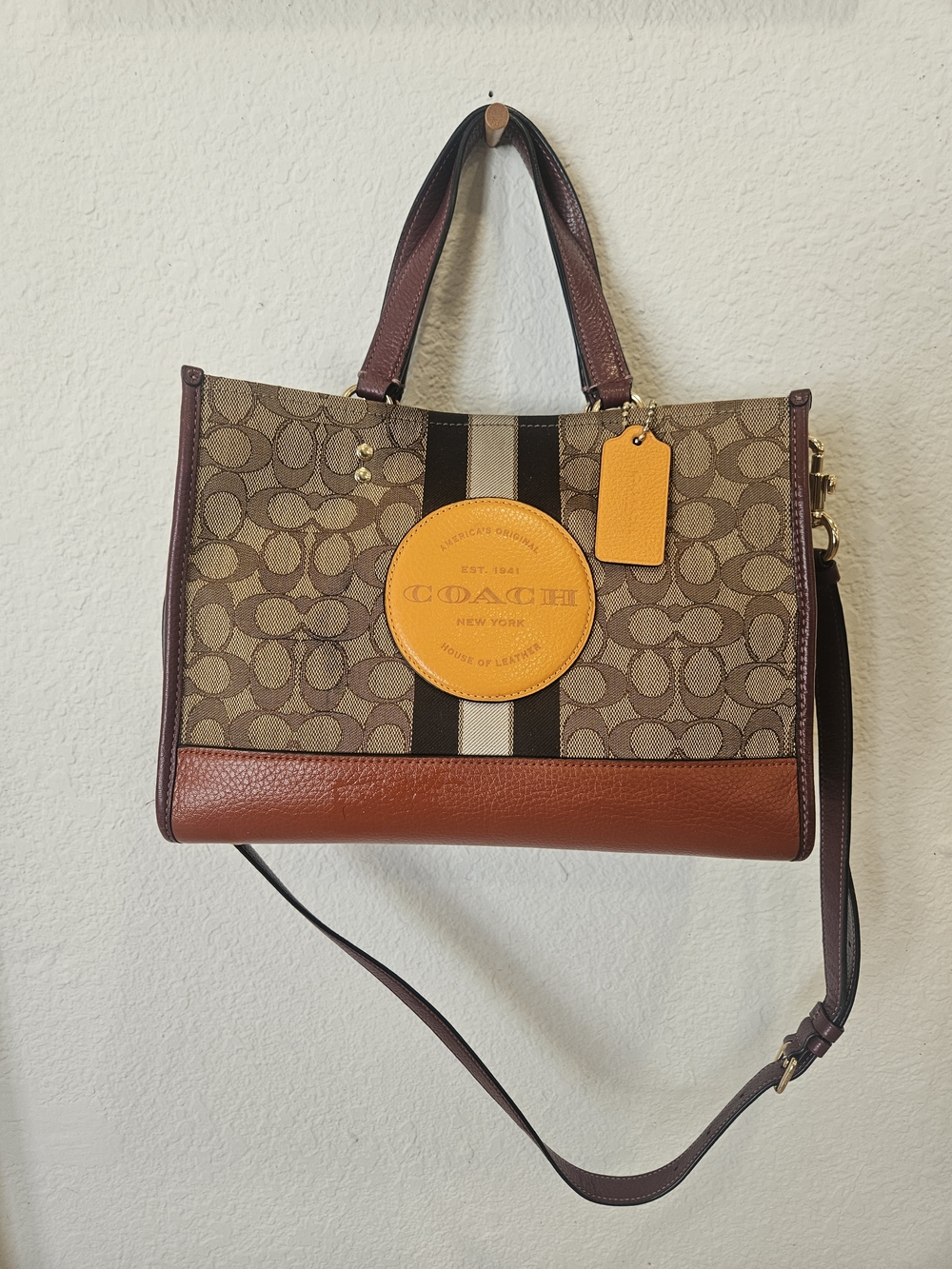 Coach Dempsey Carryall in Signature Jacquard with a Stripe and Coach Patch
